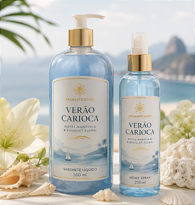 Kit Lavabo Sabonete Líquido 500ml Home Spray 250ml Verão Carioca