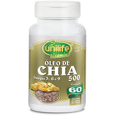Óleo de Chia (Ômega 3 6 9 ) 700mg Unilife - 60 Cápsulas