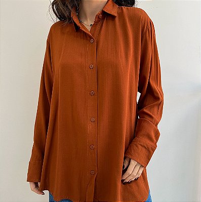Camisa Feminina Caramelo Viscolinho Eloa