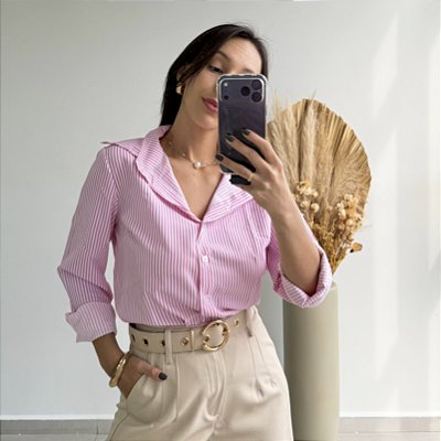 Camisa Liz Listrada Rosa