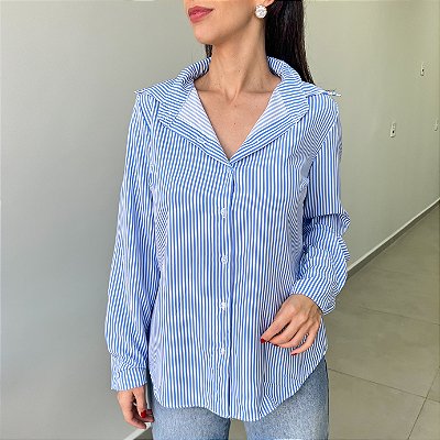 Camisa Liz Listrada Azul