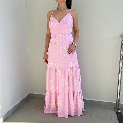 Vestido Bordado Ester Rosa Love