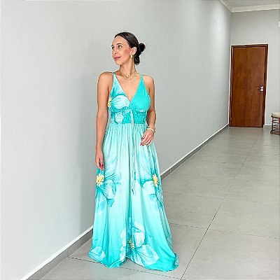 Vestido Flora Verde Água