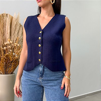 Colete Zara Modal Azul Marinho