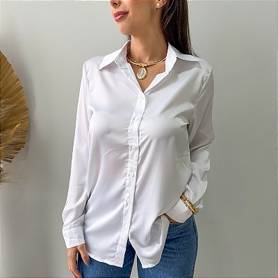 Camisa de Cetim Laís Branca