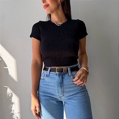 Blusa Tifany Canelada Preta