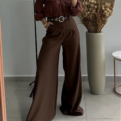 Calça Alfaiataria Carla Marrom