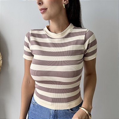 Blusa Tami Listrada Manga Curta Lilás