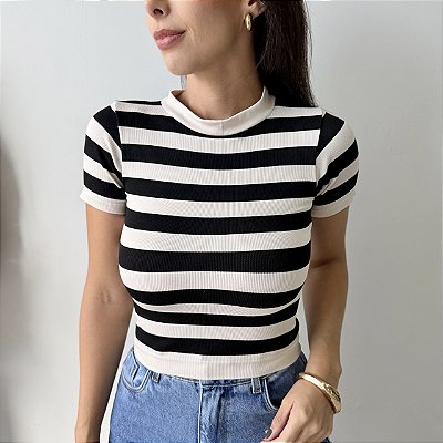 Blusa Tami Listrada Manga Curta Branca