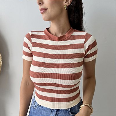 Blusa Tami Listrada Manga Curta Telha