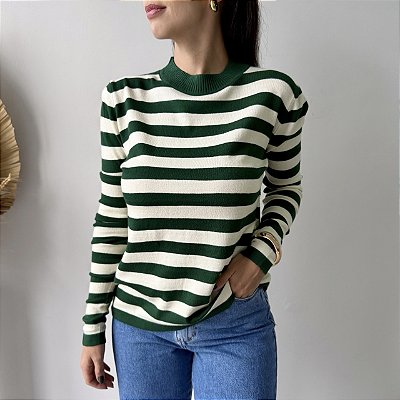 Blusa Listrada Manga Longa Fabí Verde
