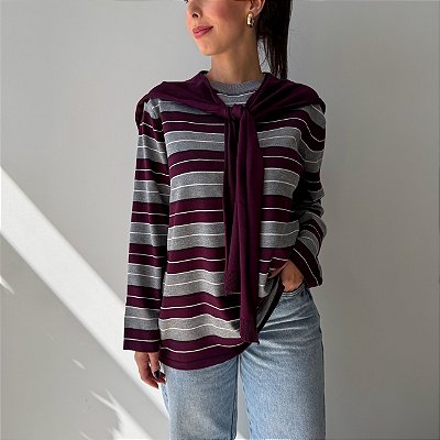 Blusa Manga Longa de Tricot Ivânia Marsala
