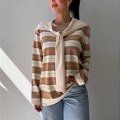 Blusa Manga Longa de Tricot Ivânia Nude