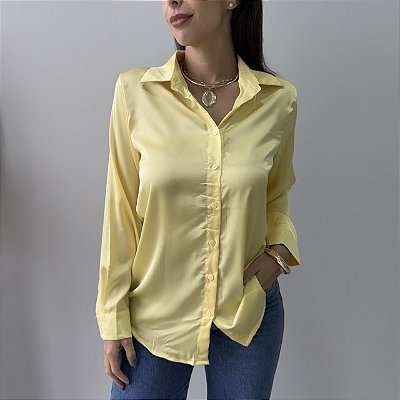 Camisa de Cetim Laís Amarela