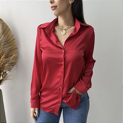 Camisa de Cetim Laís Vermelha