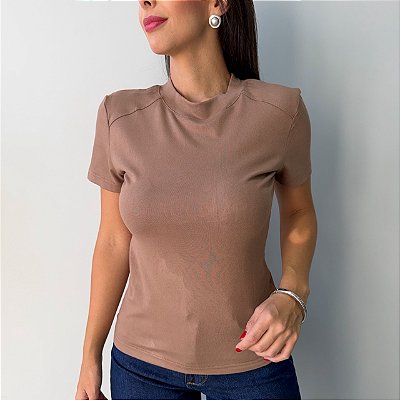 Blusa Manga Curta Inspiração Zara Marrom