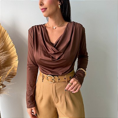 Body Feminino Sara Marrom