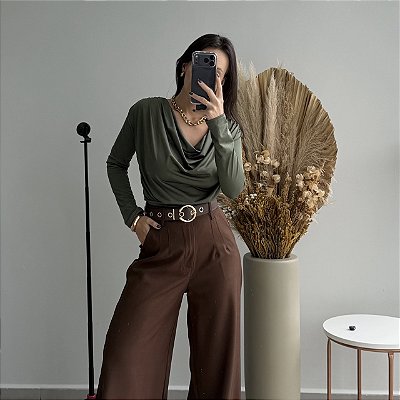 Body Feminino Sara Verde Militar