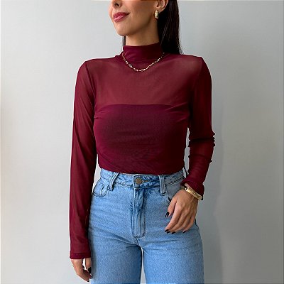 Blusa de Tule Marsala