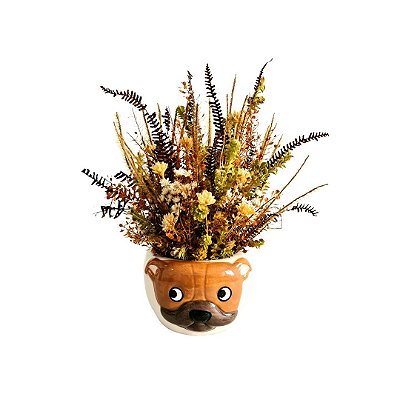 Vaso "Cachorrinho" personalizado com flores naturais desidratadas