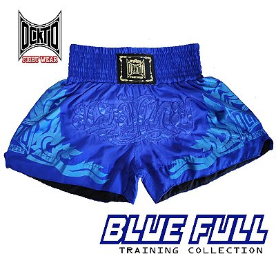 Short Muay Thai Estilo Tailandês Ockto Blue Full
