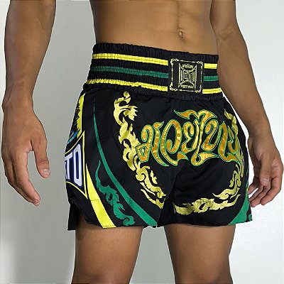 Short Muay Thai Estilo Tailandês Ockto Brasil Black