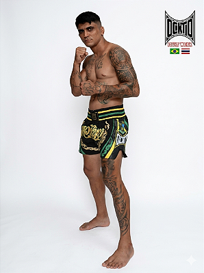 Short Muay Thai Estilo Tailandês Ockto Brasil Black