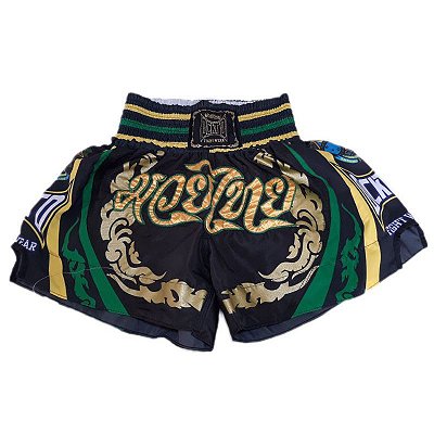 Short Muay Thai Estilo Tailandês Ockto  Brasil Black
