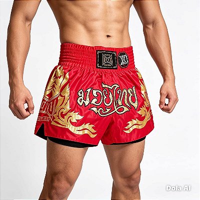 Short Muay Thai estilo tailandês Ockto Training Vermelho