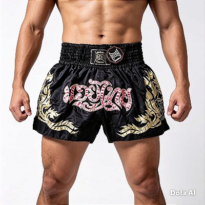 Short Muay Thai Estilo Tailandês Ockto Preto Dt Rosa