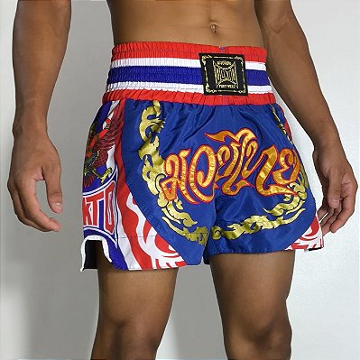 Short Muay Thai Estilo Tailandês Ockto Bandeira Tailândia Az