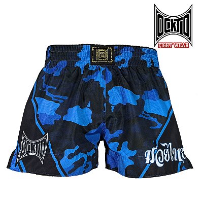 Short Muay Thai Estilo Retrô Ockto Camuflado Azul