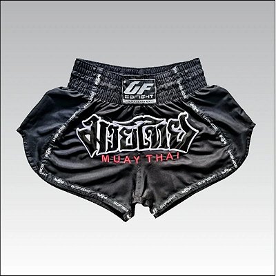 Short Muay Thai Estilo Tailandês Black in Black Go Fight