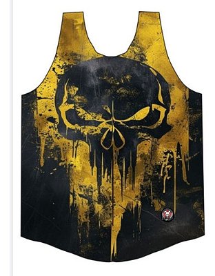 Camiseta Regata Estilo Machão Treino Caveira Amarela