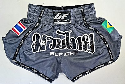 Short Muay Thai Estilo Tailandês Gray Go Fight