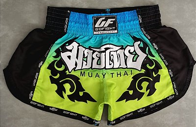 Short Muay Thai Estilo Tailandês Degrade Green Go Fight