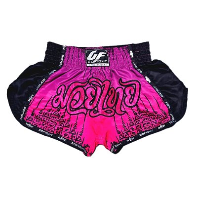 Short Muay Thai Estilo Tailandês Pink Degrad Go Fight