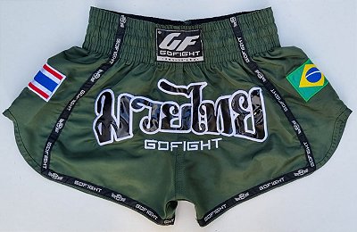 Short Muay Thai Estilo Tailandês Go Fight Flag Green