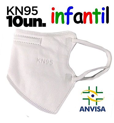 MÁSCARA KN95 / N95 / PFF2 INFANTIL BRANCA - PACOTE 10 UN