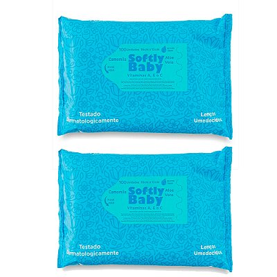 LENÇO UMEDECIDO 200 UN BABY SOFTLY VITAMINAS A, E C ALOE VERA, CAMOMILA