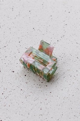 Piranha Mini Retangular Marmorizada Verde Rosa
