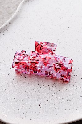 Piranha Retangular Marmorizada Rosa e Vermelha
