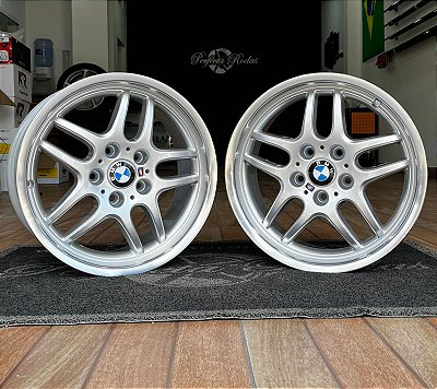 RODA RAW BMW M5 E34 PRATA DIAMANTADA ARO 17X7 FURAÇÃO 5X120