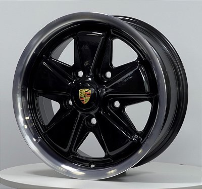 RODA 911 FUCHS PRETA BORDA DIAMANTADA ARO 15X4,5 15X5,5 E 15X6,5 FURAÇÃO 5X130