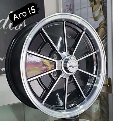 RODA BRM PRETA DIAMANTADA ARO 15X5,5 FURAÇÃO 5X112 KOMBI