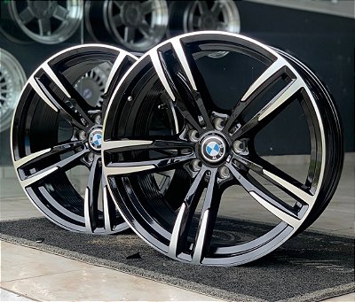 RODAS BMW M3 ARO 19 TALA 8’5 E 9,5 FURAÇÃO 5X120 PRETA DIAMANTADA
