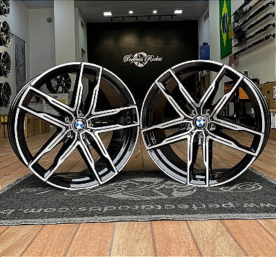RODAS BMW LEGEND ARO 20 DUAS TALAS FURAÇÃO 5X112 PRETO DIAMANTADO