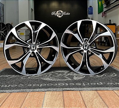 RODAS CIVIC ARO 18 FURAÇÃO 5X114 PRETO DIAMANTADO