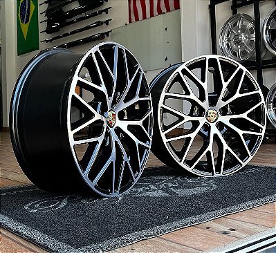 RODAS REPLICA PORSCHE M30 ARO 19 FURAÇÃO 5X98 PRETO DIAMANTADO
