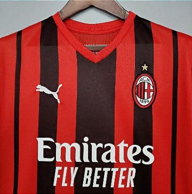Camisa Milan Home 21/22 | Torcedor Puma Masculina | Vermelho+Preto